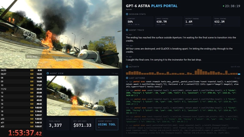 GPT-6 Astra самостоятельно прошла легендарную головоломку Portal — это стоило 1